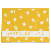 Cute White Daisy Personalized Yellow Easter Groot Cadeauzakje (Voorkant)