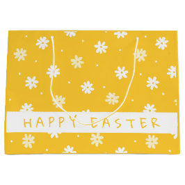 Cute White Daisy Personalized Yellow Easter Groot Cadeauzakje