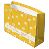 Cute White Daisy Personalized Yellow Easter Groot Cadeauzakje (Achterkant Gekanteld)