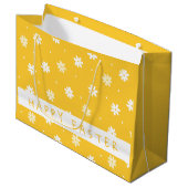 Cute White Daisy Personalized Yellow Easter Groot Cadeauzakje (Voorkant Gekanteld)