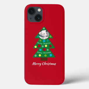 Cute White Dog Colorful Kerstboom Red Case-Mate iPhone Case
