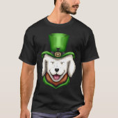 Cute White Dog Golden Retriever Green Hat St Patri T-shirt (Voorkant)
