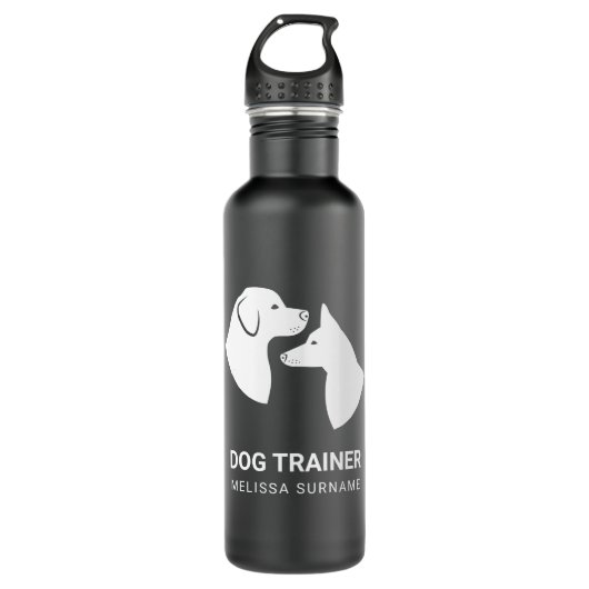 Cute White Dog Head Silhouettes - Dog Trainer Waterfles (Voorkant)