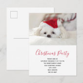 Cute White Dog in een Red Kerstfeest Pet Party Uitnodiging Briefkaart (Voorkant / Achterkant)