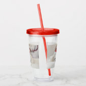 Cute White Dog in een Rode Kerstmis Pet Acryl Drinkbeker (Links)