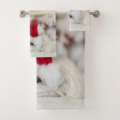 Cute White Dog in een Rode Kerstmis Pet Bad Handdoek (Insitu)