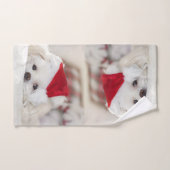 Cute White Dog in een Rode Kerstmis Pet Bad Handdoek (Handdoek)