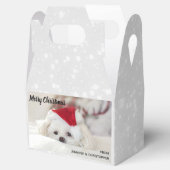 Cute White Dog in een Rode Kerstmis Pet Bedankdoosjes (Geopend)