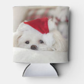 Cute White Dog in een Rode Kerstmis Pet Blikjeskoeler (Voorkant)