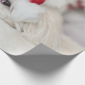 Cute White Dog in een Rode Kerstmis Pet Cadeaupapier (Hoek)