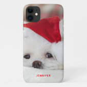 Cute White Dog in een Rode Kerstmis Pet Case-Mate iPhone Case (Achterkant)