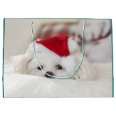 Cute White Dog in een Rode Kerstmis Pet Groot Cadeauzakje (Achterkant)