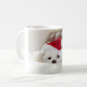 Cute White Dog in een Rode Kerstmis Pet Koffiemok (Voorkant links)