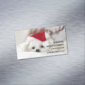 Cute White Dog in een Rode Kerstmis Pet Magnetisch Visitekaartje (Voorbeeld)