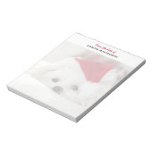 Cute White Dog in een Rode Kerstmis Pet Notitieblok (Linkerzijde)