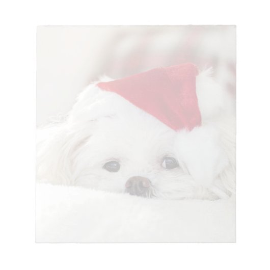 Cute White Dog in een Rode Kerstmis Pet Notitieblok (Voorkant)