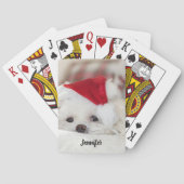 Cute White Dog in een Rode Kerstmis Pet Pokerkaarten (Achterkant)