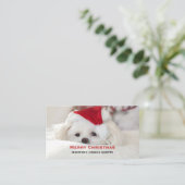 Cute White Dog in een Rode Kerstmis Pet Visitekaartje (Staand voorkant)