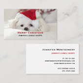 Cute White Dog in een Rode Kerstmis Pet Visitekaartje (Voorkant / Achterkant)