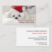 Cute White Dog in een Rode Kerstmis Pet Visitekaartje (Voorkant / Achterkant)