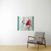 Cute White Dog in een Rode Kerstmis Pet Wandkleed (In Situ (horizontaal))