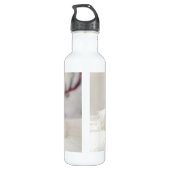 Cute White Dog in een Rode Kerstmis Pet Waterfles (Achterkant)