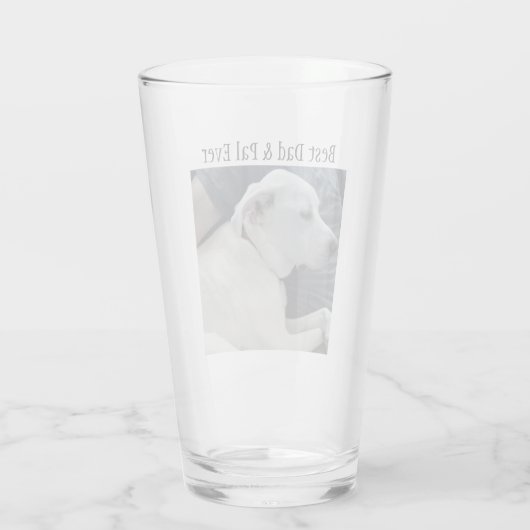 Cute White Dog met Beste pap PayPal ooit Glas (Achterkant)