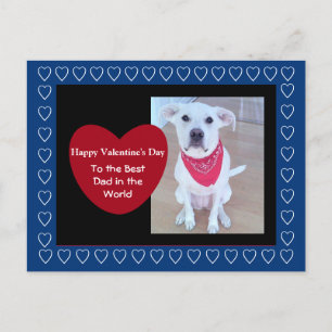 Cute White Dog met Funny Ears Red hart Blue Briefkaart