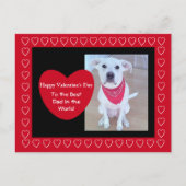 Cute White Dog met Funny Ears Red Harts Black Briefkaart (Voorkant)