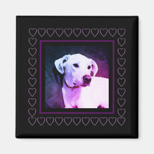 Cute White Dog Paars Hearts Lijst Valentijnsdag Magneet