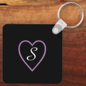 Cute White Dog Paars Hearts Lijst Valentijnsdag Sleutelhanger (Achterkant)