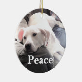 Cute White Dog Peace Keramisch Ornament (Rechts)