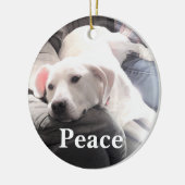 Cute White Dog Peace Keramisch Ornament (Links)