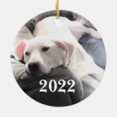 Cute White Dog Peace Keramisch Ornament (Achterkant)