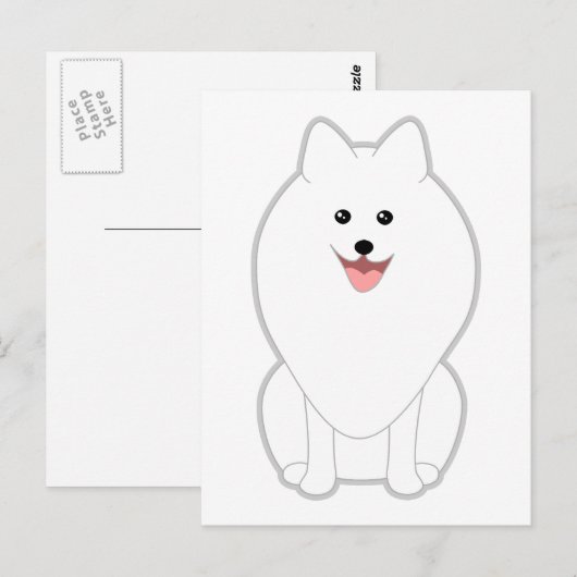 Cute White Dog. Spitz of Pommeren. Briefkaart (Voorkant / Achterkant)