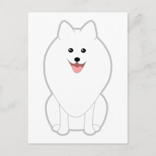 Cute White Dog. Spitz of Pommeren. Briefkaart