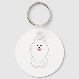 Cute White Dog. Spitz of Pommeren. Sleutelhanger