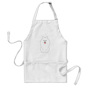 Cute White Dog. Spitz of Pommeren. Standaard Schort