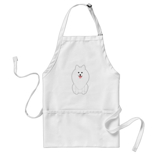 Cute White Dog. Spitz of Pommeren. Standaard Schort (Voorkant)