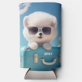 Cute White Dog Travel Suitcase Persoonlijke naam Seltzer Blikjeskoeler (Voorkant)