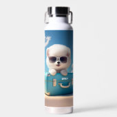 Cute White Dog Travel Suitcase Persoonlijke naam Waterfles (Voorkant)