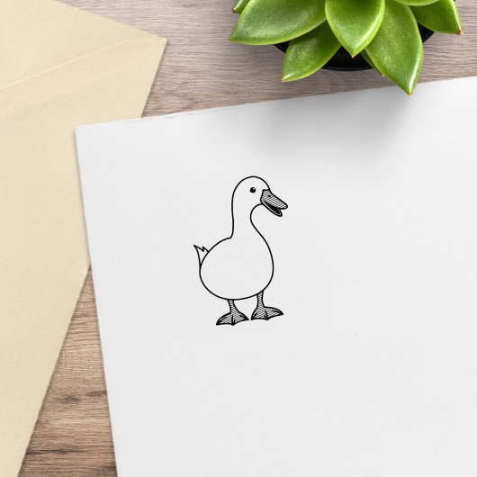 Cute White Duck Goose 2 Rubberstempel