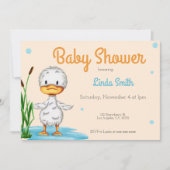 Cute White Duck in a Pond Neutral Baby shower Kaart (Voorkant)