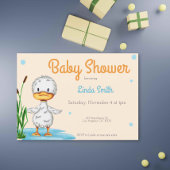 Cute White Duck in a Pond Neutral Baby shower Kaart