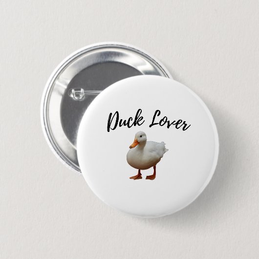Cute White Duck Ronde Button 5,7 Cm (Voorkant /achterkant)