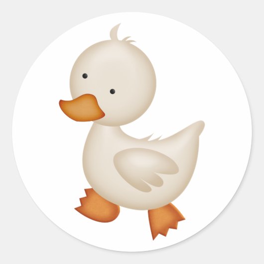 Cute White Duck Ronde Sticker (Voorkant)