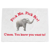 Cute White Elephant Gift Bag Groot Cadeauzakje (Voorkant)