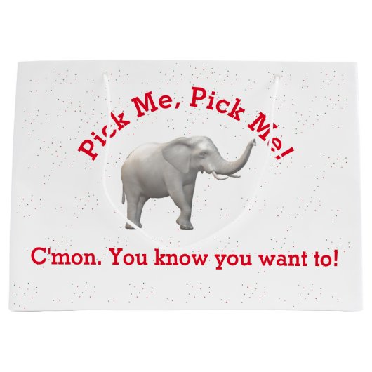 Cute White Elephant Gift Bag Groot Cadeauzakje (Voorkant)