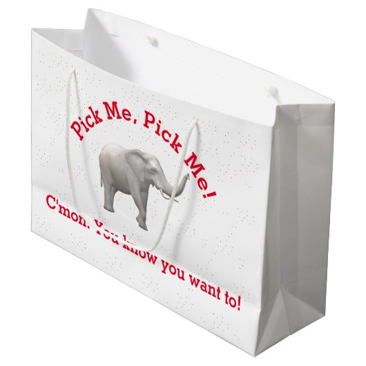 Cute White Elephant Gift Bag Groot Cadeauzakje (Voorkant Gekanteld)