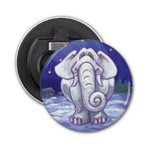 Cute White Elephant Gift Button Flesopener